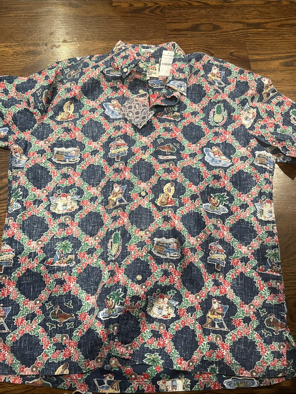 reyn spooner Navy Hawaiian Novelty Print Button-Down Shirt